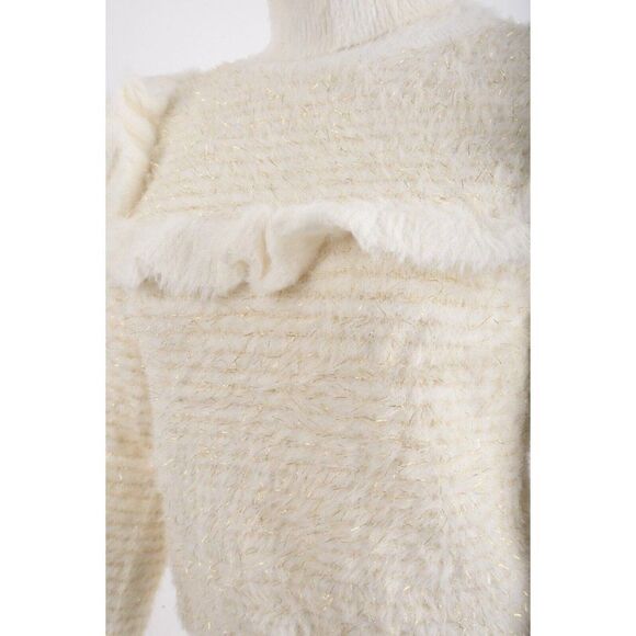 Zara Womens White Gold Metallic Pullover Turtleneck Sweater L Large 6873/116 NWT - Picture 4 of 7